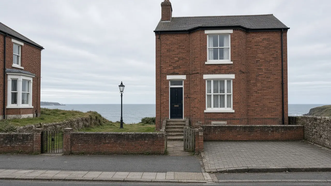Example image: brick house near the sea on Hartlepool's Headland with a small block-paved parking space