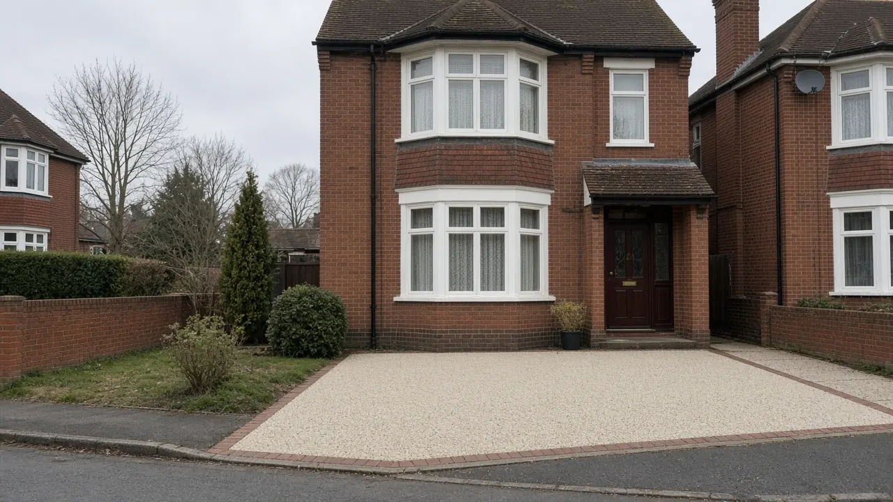 Example image: 1930s bay-fronted house in Seaton Carew with a resin-bound drive